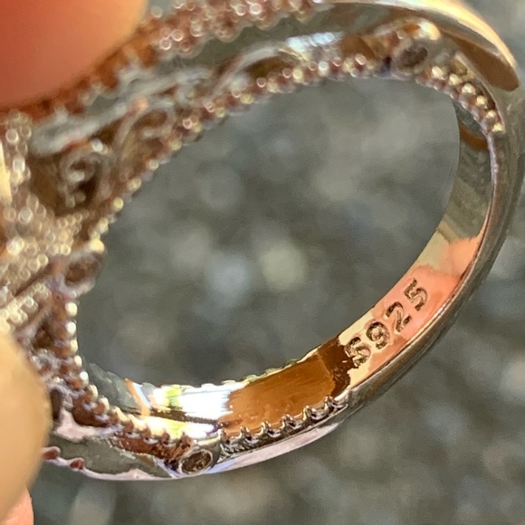 Silver Rings Round Cut White Sapphire Wedding - Picture 4 of 11